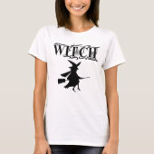 Black Wicked Flying Witch tijdens Halloween T-shirt (Voorkant)