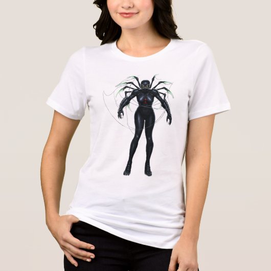 Black Widow Arachne Warrior Tri-Blend Shirt (Voorkant)