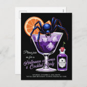 Black Widow Halloween Cocktail Feestdagenkaart (Voorkant / Achterkant)