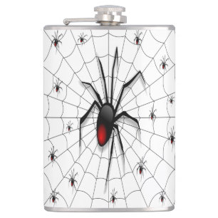 Black Widow Spider and Babies - Heupfles