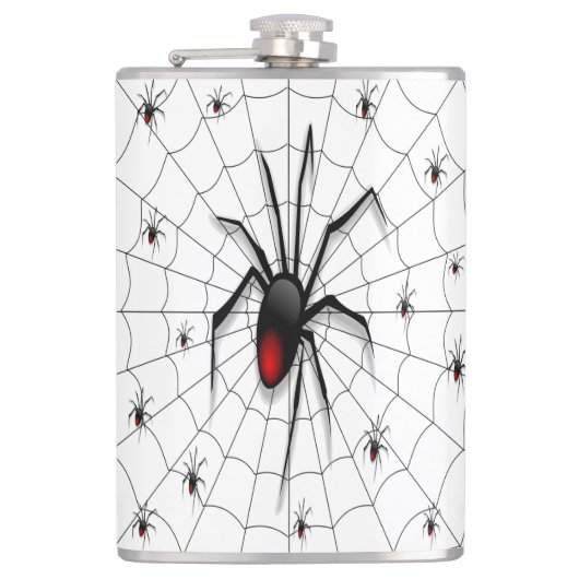 Black Widow Spider and Babies - Heupfles (Voorkant)