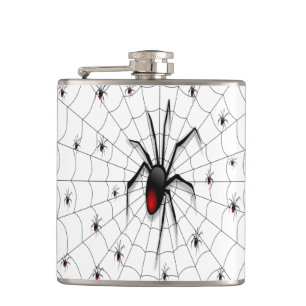 Black Widow Spider and Babies - Heupfles