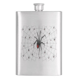 Black Widow Spider and Babies - Heupfles