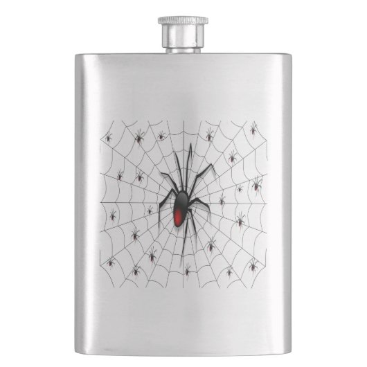 Black Widow Spider and Babies - Heupfles (Voorkant)