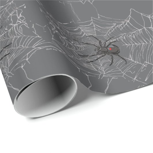 Black Widow Spider And Spiderweb Drawing Art Cadeaupapier (Rol Hoek)