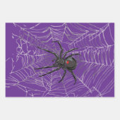 Black Widow Spider And Spiderweb Drawing Art Inpakpapier Vel (Voorkant 3)