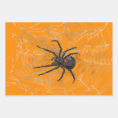 Black Widow Spider And Spiderweb Drawing Art Inpakpapier Vel (Voorkant 2)