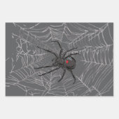 Black Widow Spider And Spiderweb Drawing Art Inpakpapier Vel (Voorkant)