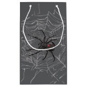 Black Widow Spider And Spiderweb Drawing Art Klein Cadeauzakje (Achterkant)