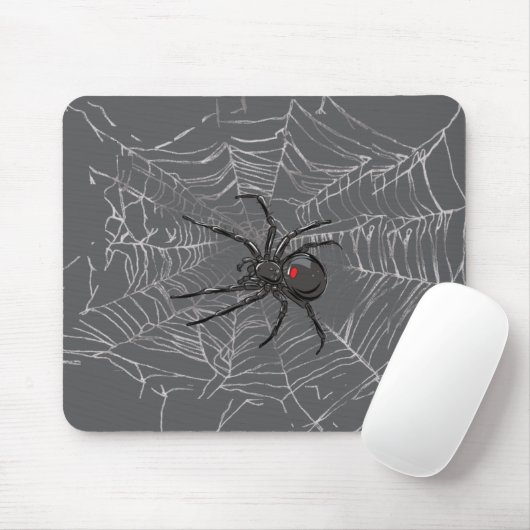 Black Widow Spider And Spiderweb Drawing Art Muismat (Met muis)
