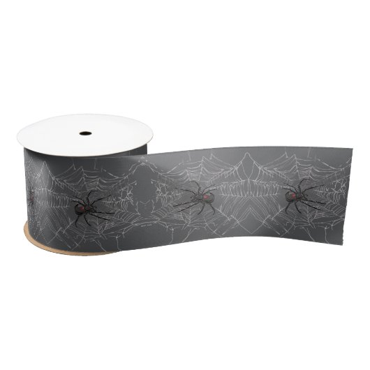Black Widow Spider And Spiderweb Drawing Art  Satijnen Lint (Spoel)