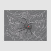 Black Widow Spider And Spiderweb Drawing Art Tissuepapier (Voorkant)
