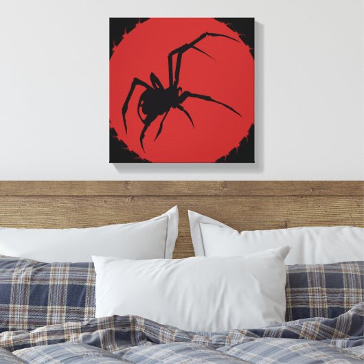 Black Widow Spider Canvas Afdruk (Insitu (Slaapkamer))