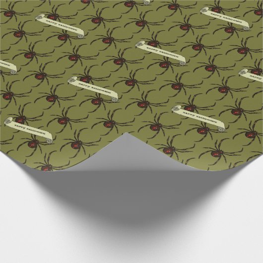 Black Widow Spider Halloween Pixel Art Pattern Cadeaupapier (Hoek)