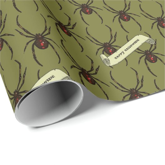 Black Widow Spider Halloween Pixel Art Pattern Cadeaupapier (Rol Hoek)