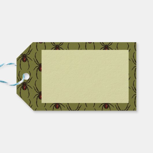 Black Widow Spider Happy Halloween Pixel Pattern Cadeaulabel (Achterkant Horizontaal)