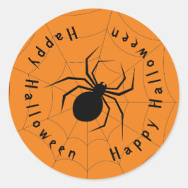 Black Widow Spider Happy Halloween Ronde Sticker