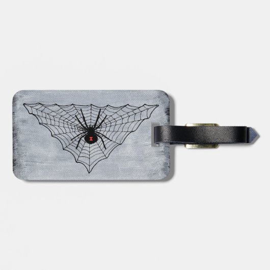 Black Widow Spider Red Hourglass Mark op het web Bagagelabel (Achterkant horizontaal)