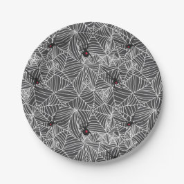 Black Widow Spider Web Grey Papieren Bordje
