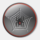 Black Widow Spider Web Halloween Fridge Magnet (Voorkant)
