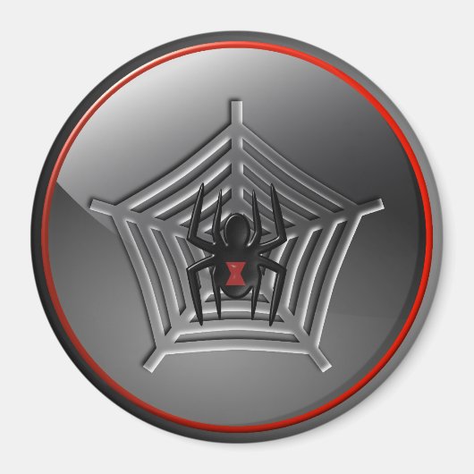 Black Widow Spider Web Halloween Fridge Magnet (Voorkant)