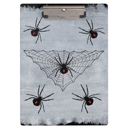 Black Widow Spider Web Halloween Gothic Klembord (Voorkant)