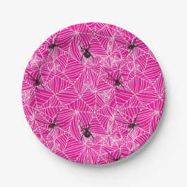 Black Widow Spider Web Pink Papieren Bordje