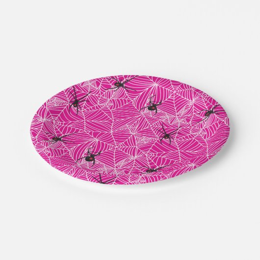 Black Widow Spider Web Pink Papieren Bordje (Gekanteld)