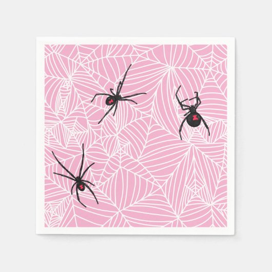 Black Widow Spider Web Pink Servet (Voorkant)