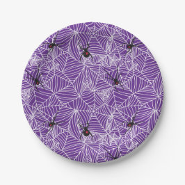 Black Widow Spider Web Purple Papieren Bordje
