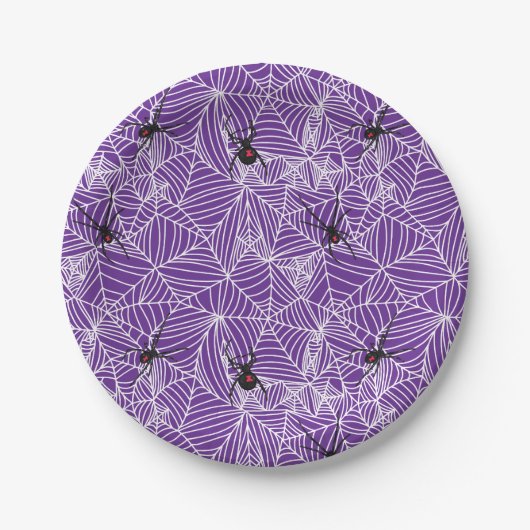 Black Widow Spider Web Purple Papieren Bordje (Voorkant)