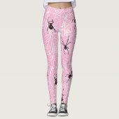 Black Widow Spider Webs Pastel Pink Costume Leggin Leggings (Voorkant)