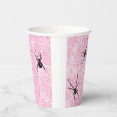 Black Widow Spider Webs Pastel Pink Papieren Bekers (Rechts)