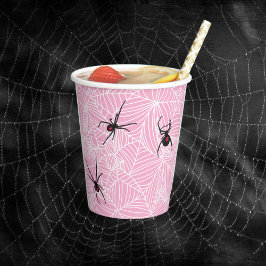 Black Widow Spider Webs Pastel Pink Papieren Bekers