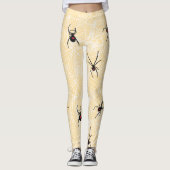 Black Widow Spider Webs Pastel Yellow Costume Leggings (Voorkant)