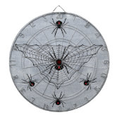 Black Widow Spiders Red Markings Web on White Dartbord (Voorkant)