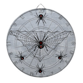 Black Widow Spiders Red Markings Web on White Dartbord