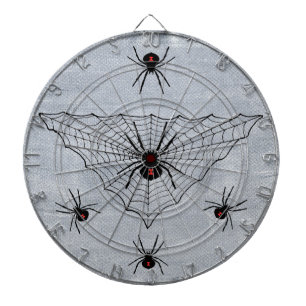 Black Widow Spiders Red Markings Web on White Dartbord