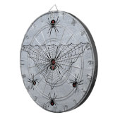 Black Widow Spiders Red Markings Web on White Dartbord (Voorkant Rechts)
