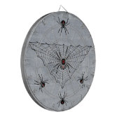 Black Widow Spiders Red Markings Web on White Dartbord (Voorkant Links)