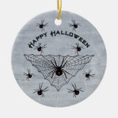 Black Widow Spiders Red Marks in Web White Keramisch Ornament (Voorkant)