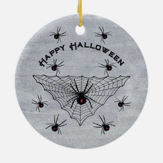 Black Widow Spiders Red Marks in Web White Keramisch Ornament (Achterkant)
