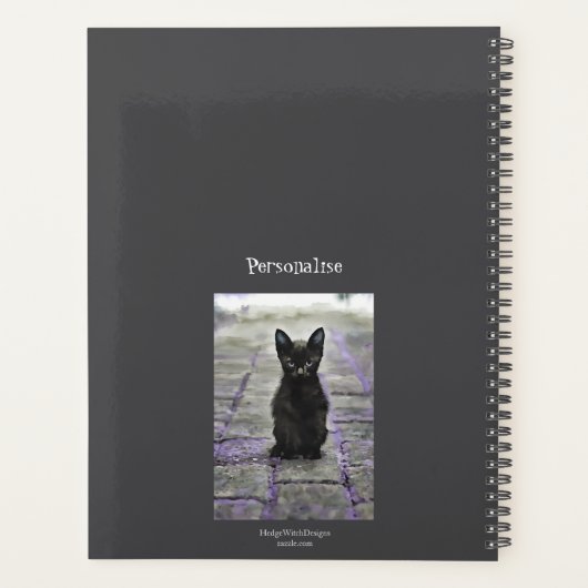 Black Wild Cat Quote Grijs Paarse Journaal Planner (Achterkant)