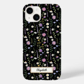 Black Wild Flowers Pattern Case-Mate iPhone Case (Achterkant)