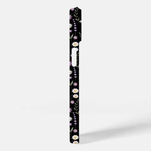 Black Wild Flowers Pattern Case-Mate iPhone Case (Achterkant / Rechts)