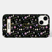 Black Wild Flowers Pattern Case-Mate iPhone Case (Achterkant (horizontaal))