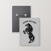 Black Wild Horse Button met aangepaste tekst (Voorkant / Achterkant)