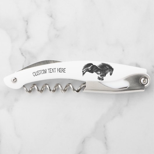 Black Wild Horse Kurkentrekker met aangepaste teks (Achterkant)