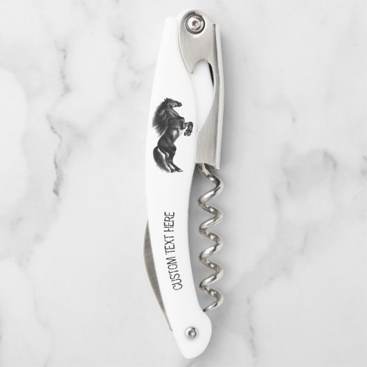 Black Wild Horse Kurkentrekker met aangepaste teks (Achterkant)