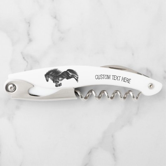 Black Wild Horse Kurkentrekker met aangepaste teks (Voorkant)